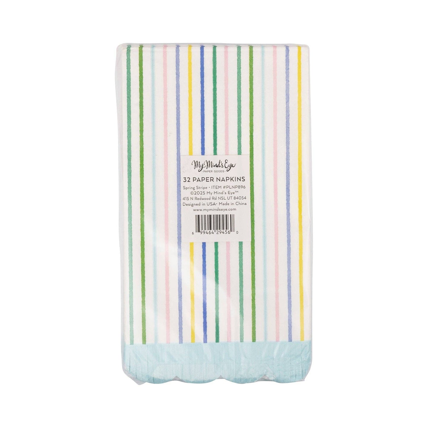 PLNP896 - Spring Stripe Scallop Fringe Guest Napkin