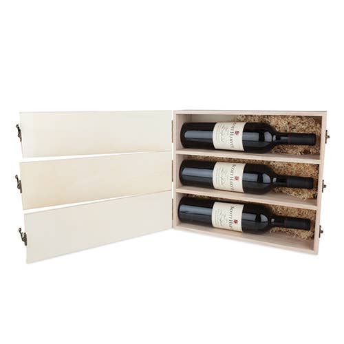Newlywed's Anniversary Pine Wood Wine Bottle Gift Box