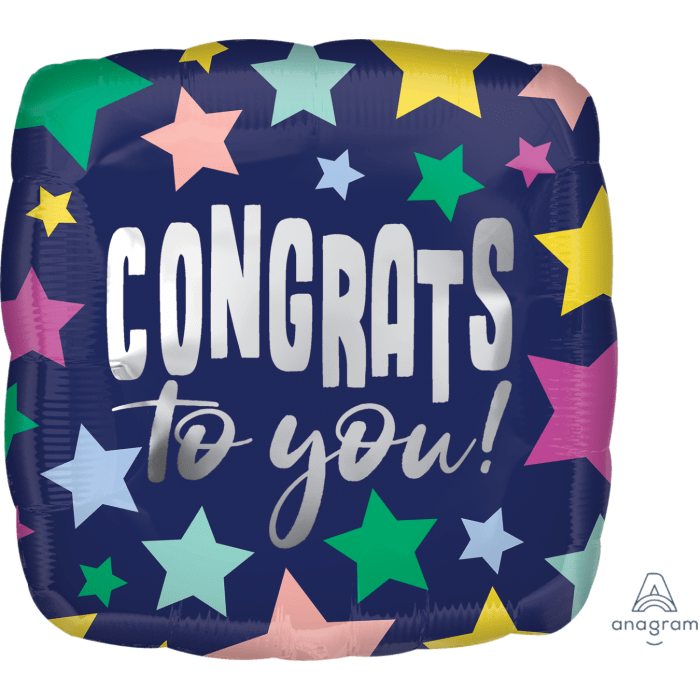 18" Navy Congrats To You Balloon