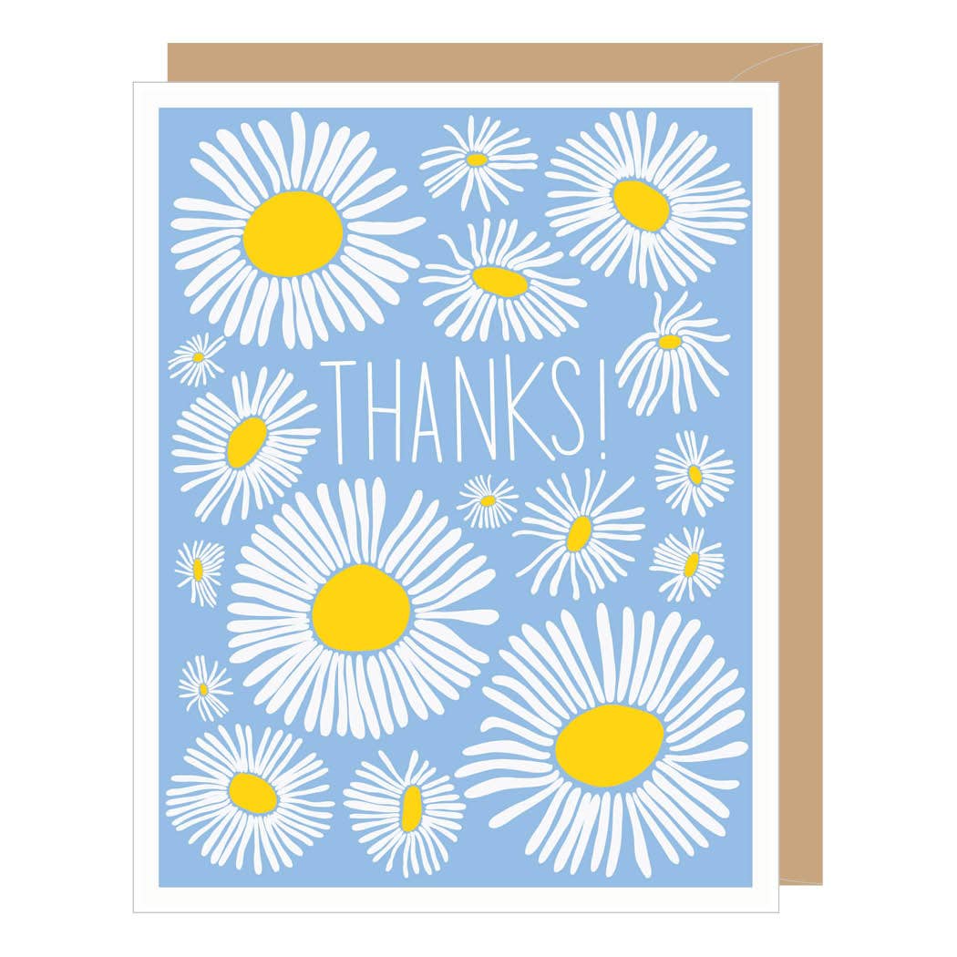 Abstract Daisies Thank You Card (single or boxed): SINGLE