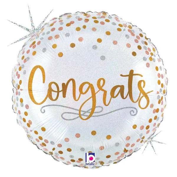 18" Congrats Confetti Holographic Balloon