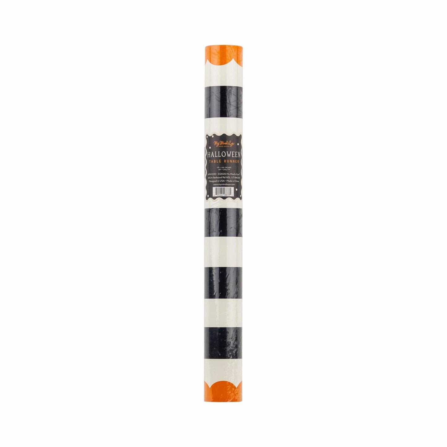 Orange and Black Striped Paper Table Runner