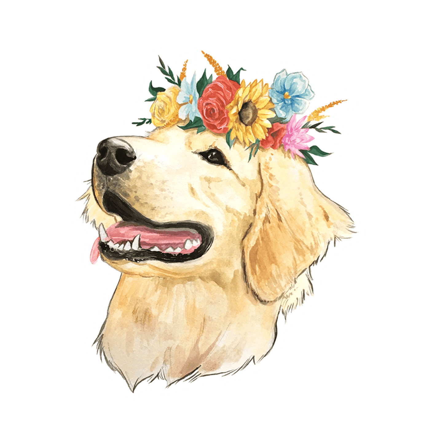 Flower Crown Golden Retriever Sticker