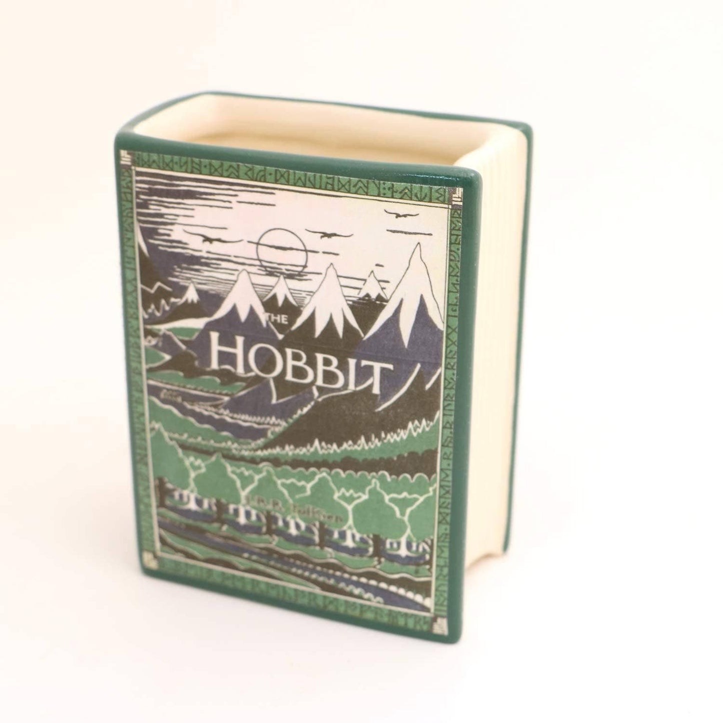 The Hobbit, book shaped pencil holder, decoupaged, vase