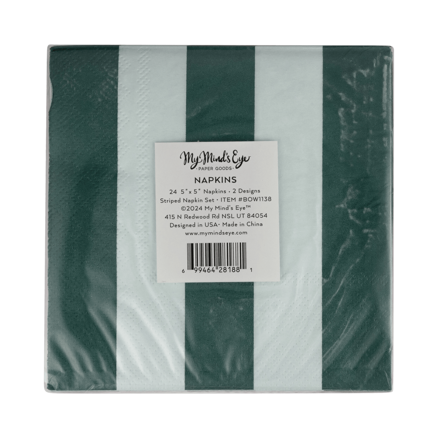 Red and Pink / Green and Mint Striped Cocktail Napkin Set