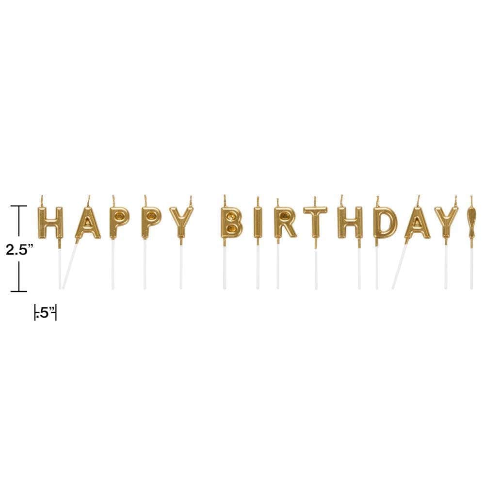 Gold Happy Birthday Candles, 14/Pkg