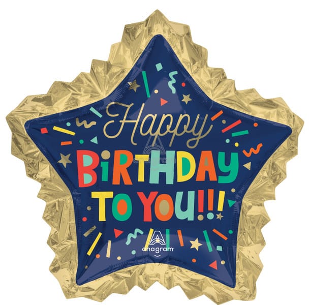 34" Happy Birthday Bright Blocks Balloon