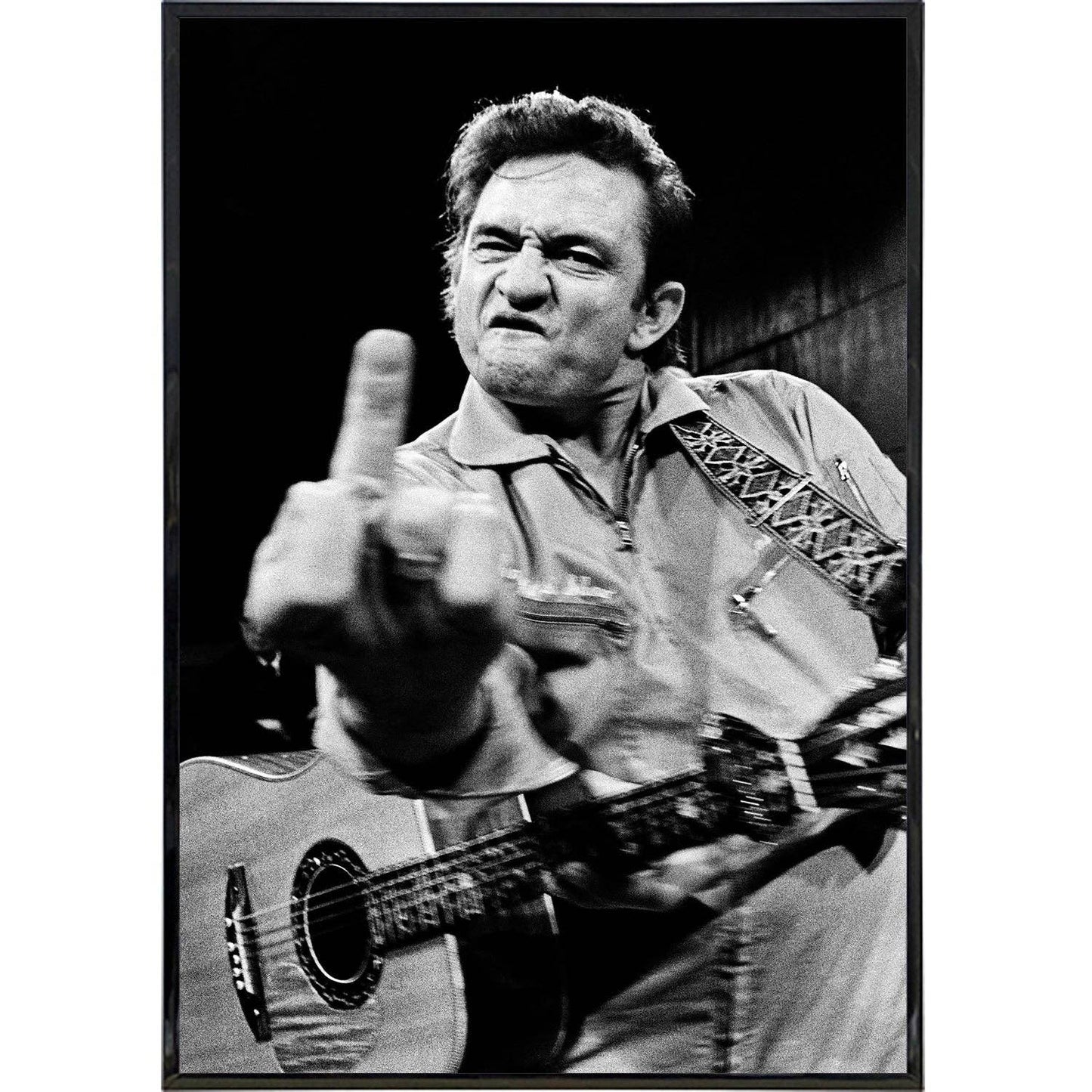 Johnny Cash "Middle Finger" Photo Print Framed