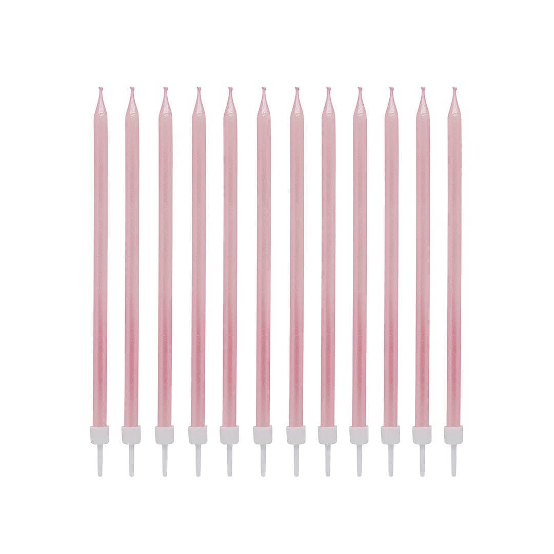 Pink Tall Skinny Wax Candles 12 Pack