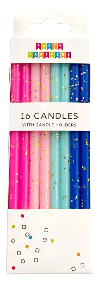 Gold Glitter Rainbow 16 Candle Set