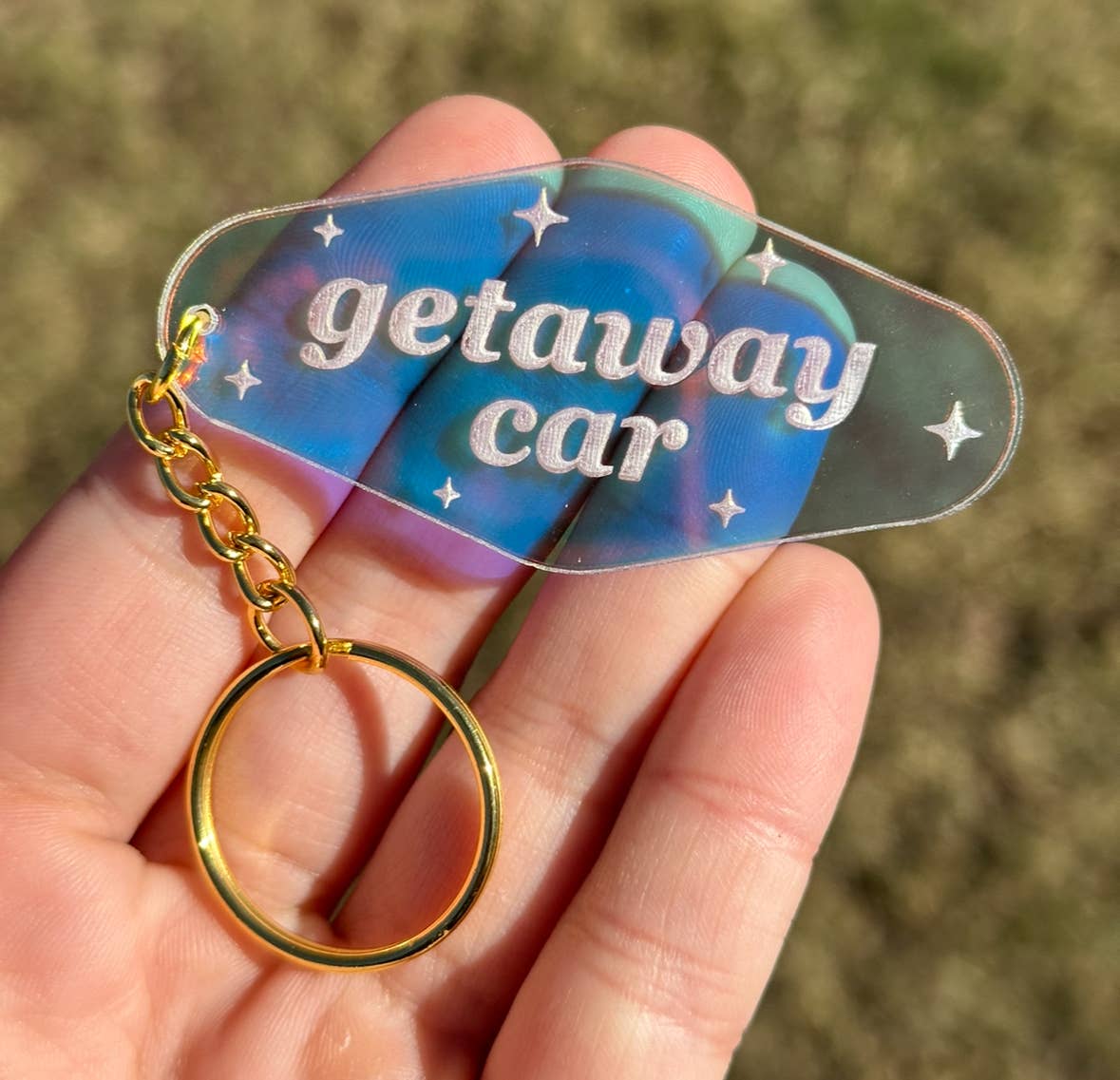 Getaway Car Motel Iridescent Keychain