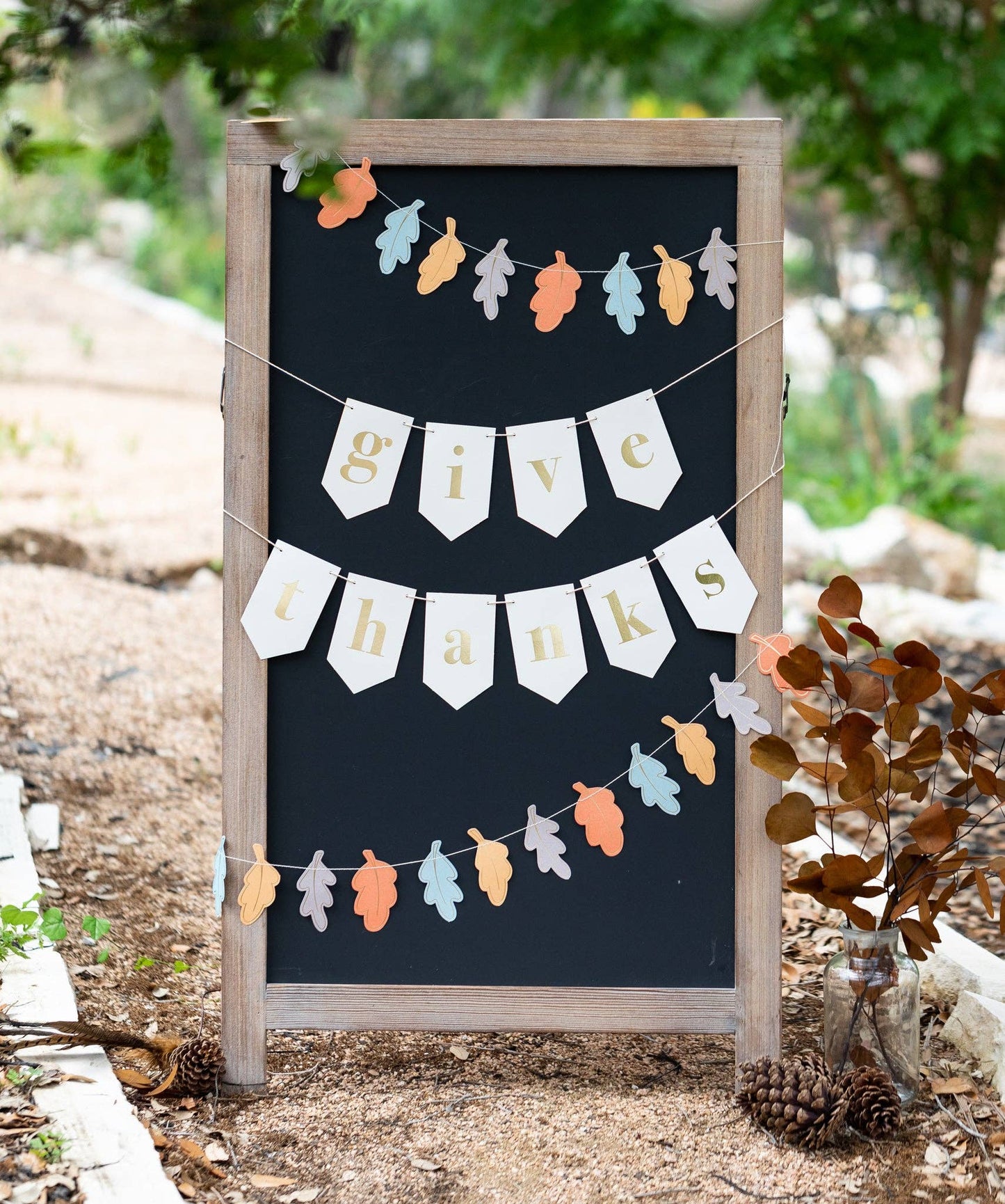 Harvest Give Thanks Leaves Banner Set