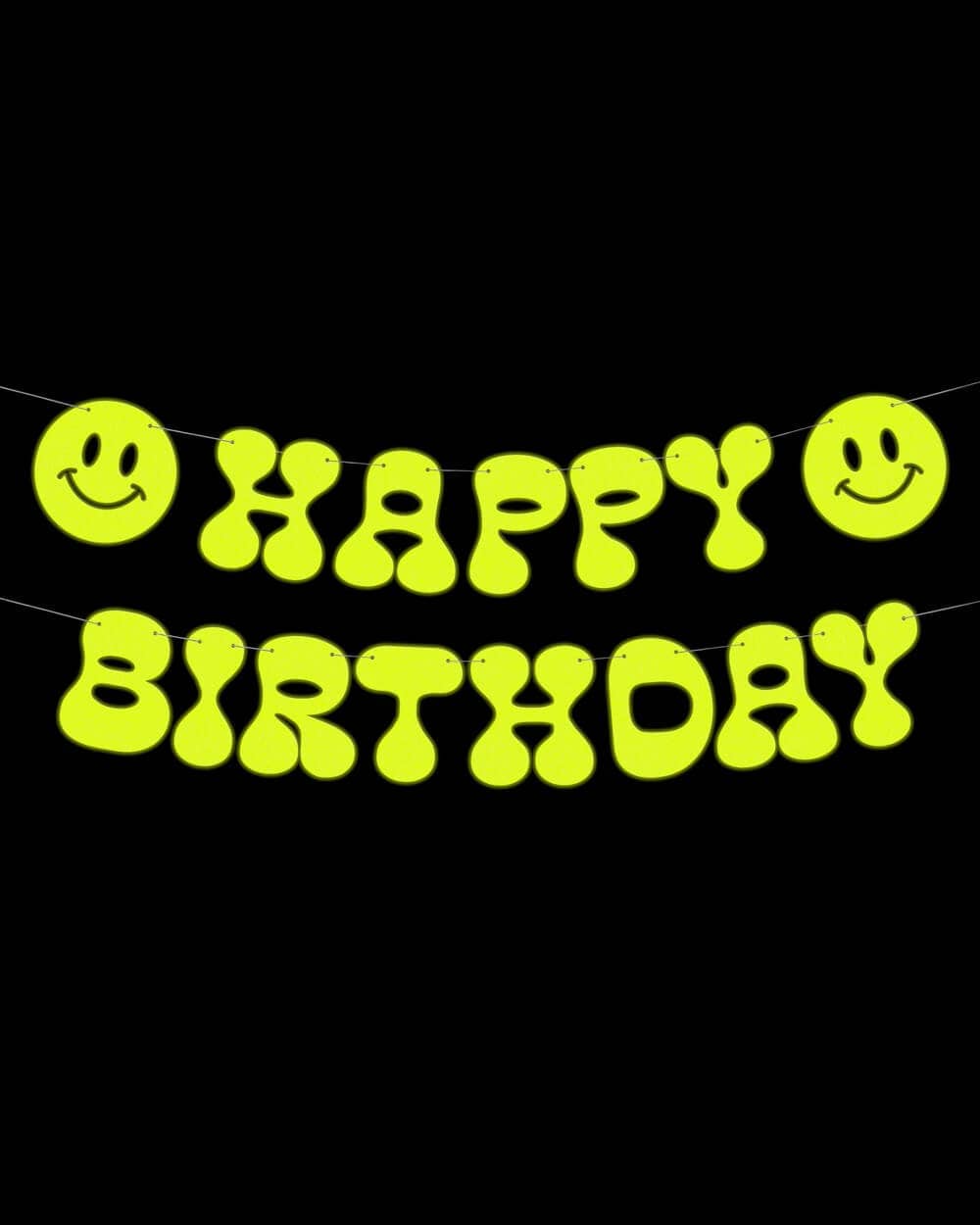 Neon Smiley Groovy Birthday Banner, Decorations, Supplies