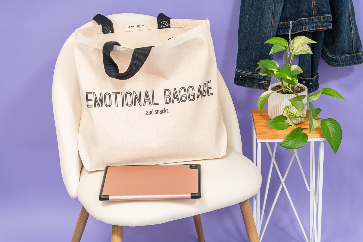 Tote: Emotional Baggage and Snacks Funny Oversized Bag