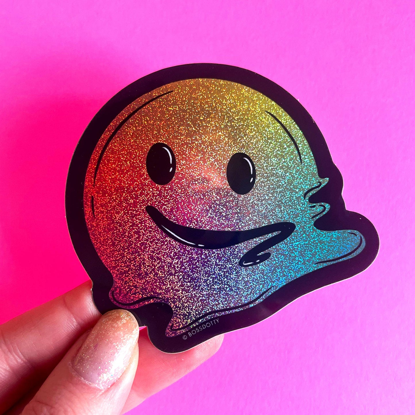 Melting Glitter Smiley Face Sticker
