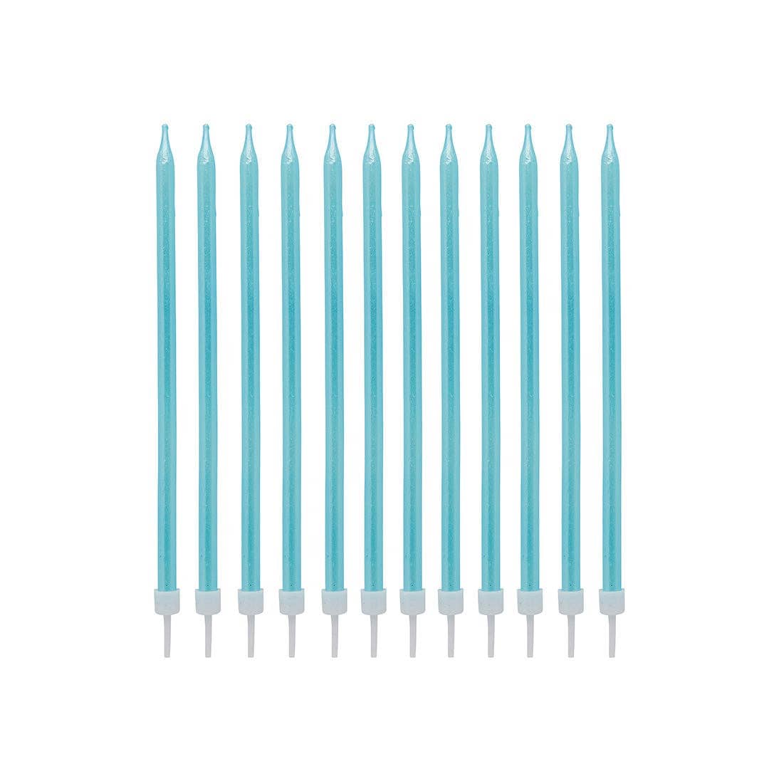 Blue Tall Skinny Wax Candles 12 Pack