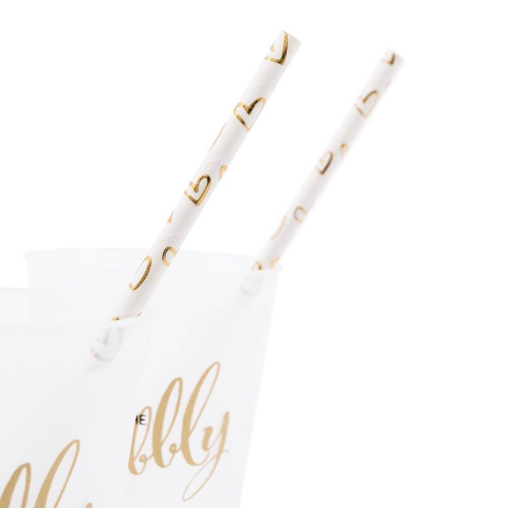 Gold Foil Hearts Paper Drinking Straws