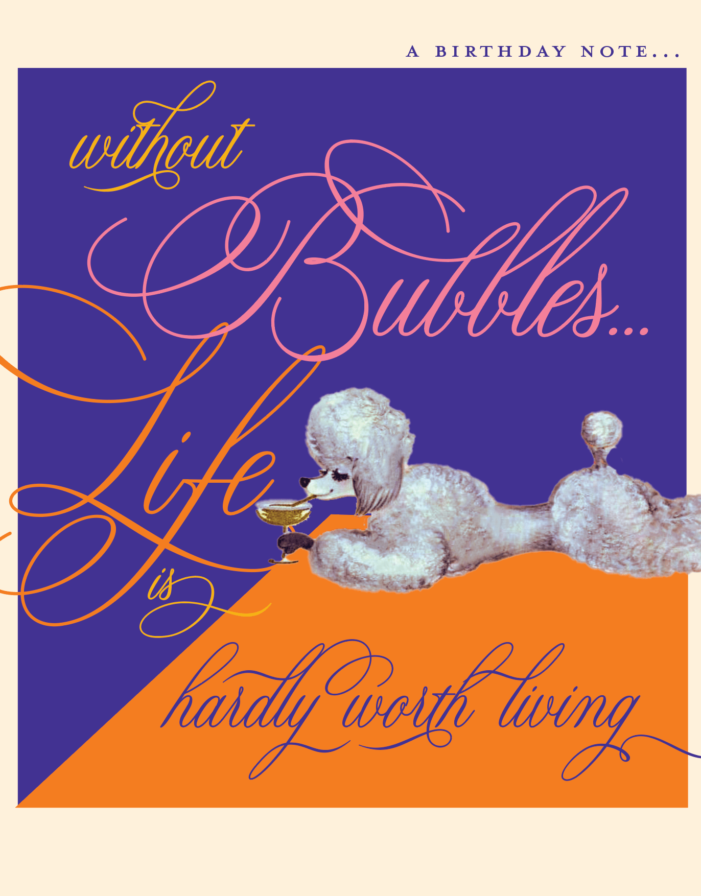 CHAMPAGNE POODLE birthday card