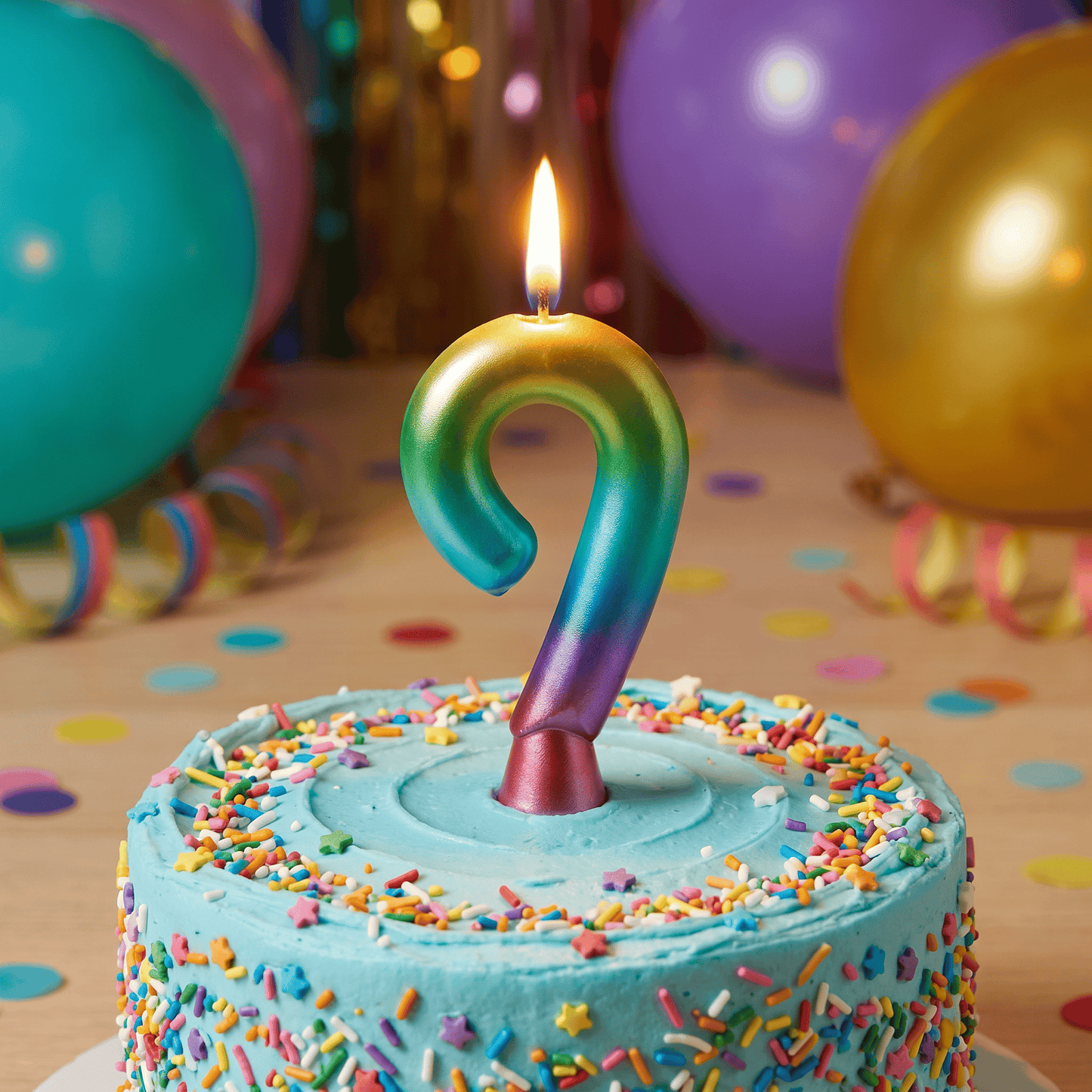 Bulk Rainbow Metallic 9 Birthday Candle (12 per Case)