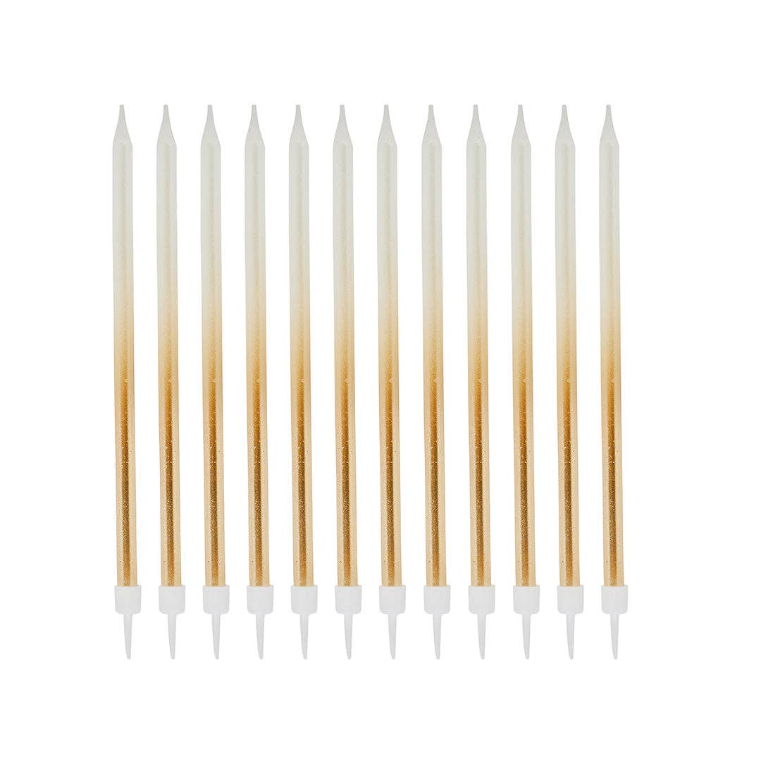 Gold Ombre Tall Skinny Wax Candles 12 Pack