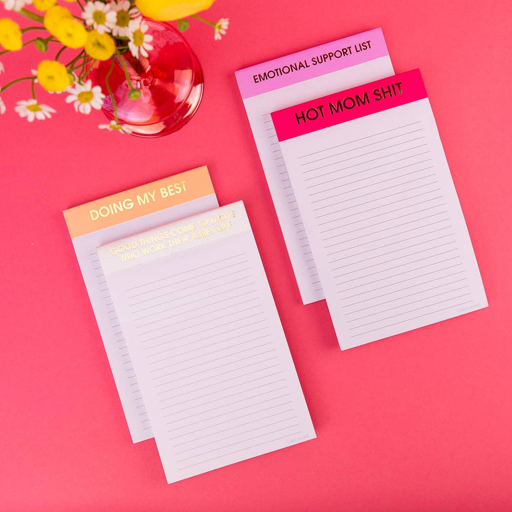 Hot Mom Shit - Lined Notepad - Perforated Sheets - Hot Pink