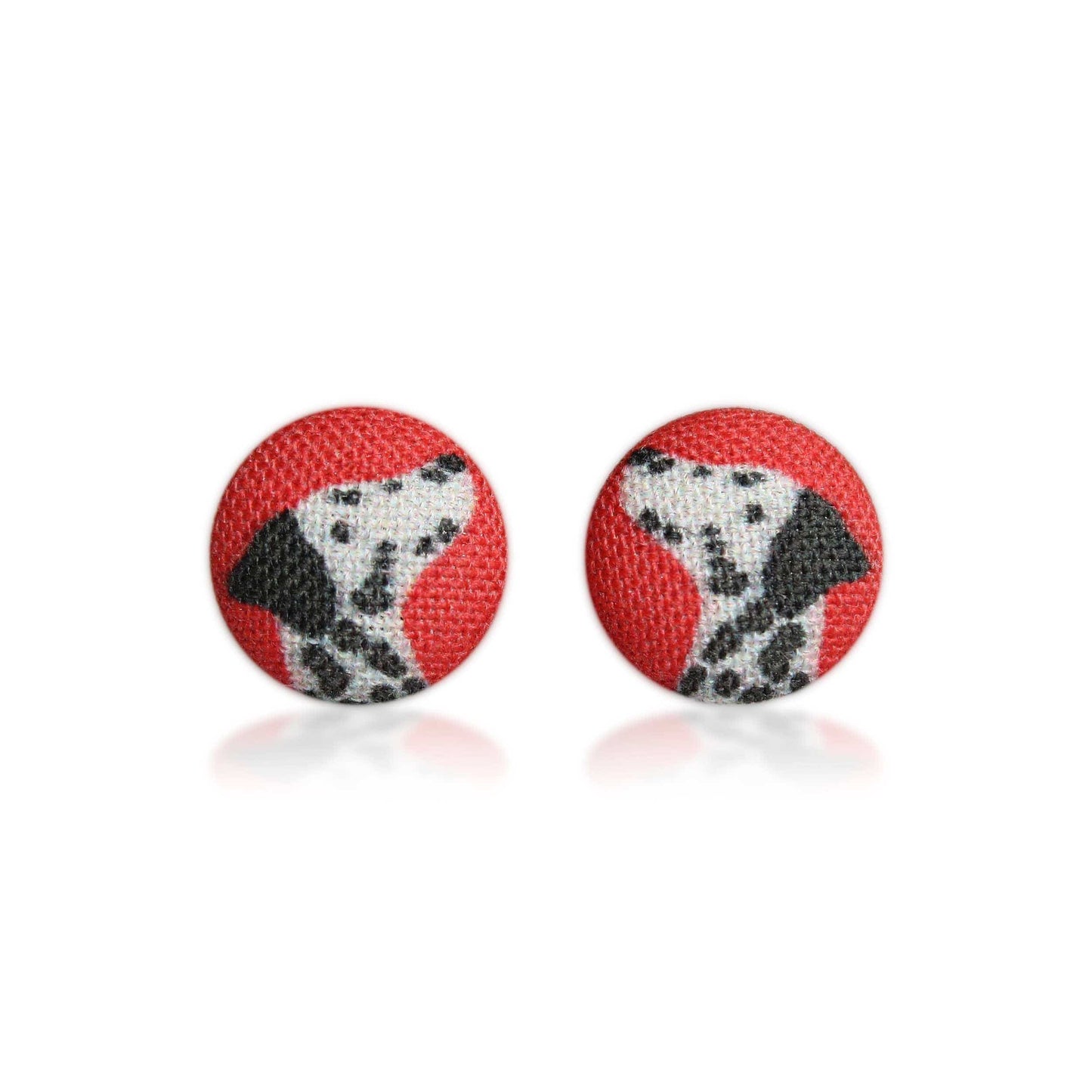 Dalmatian Fabric Button Earrings