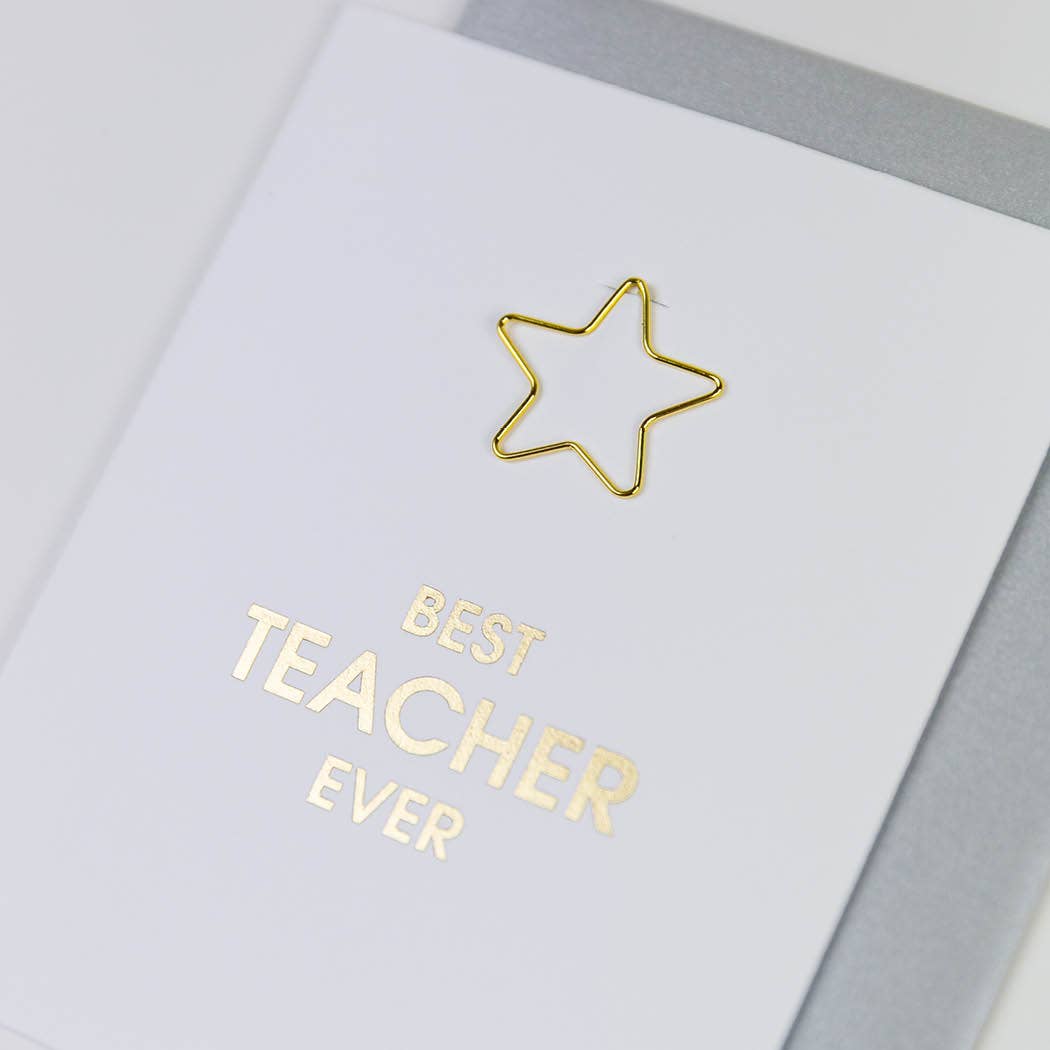 . . Best Teacher Ever Paper Clip Letterpress Greeting Card
