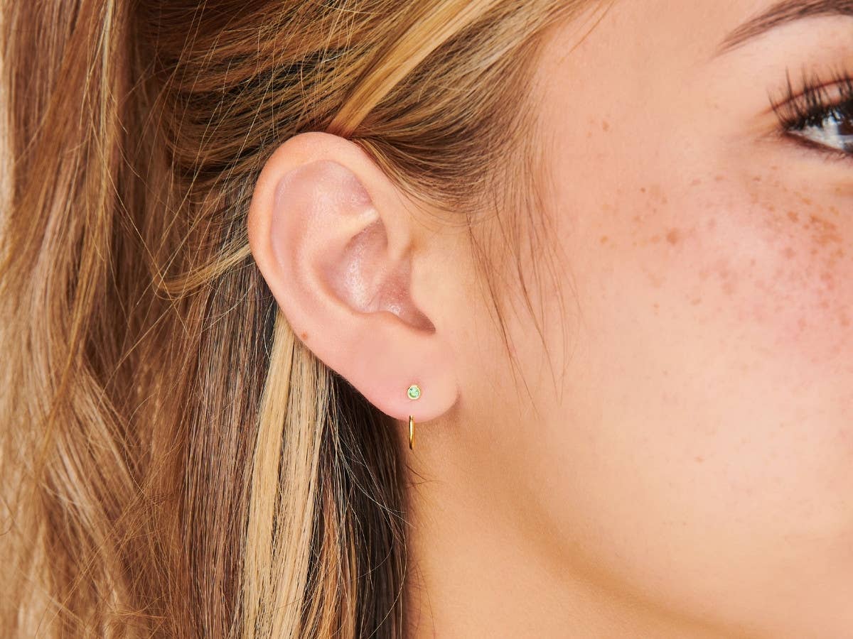 Open Emerald Gold Hoop Earrings