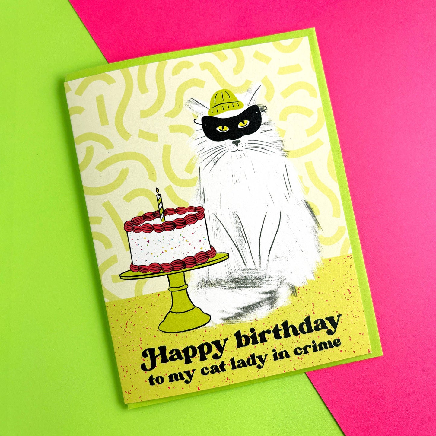 Cat Lady In Crime Birthday Card