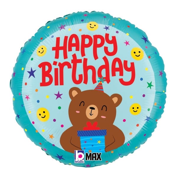 18" Birthday Smiley Bear Balloon