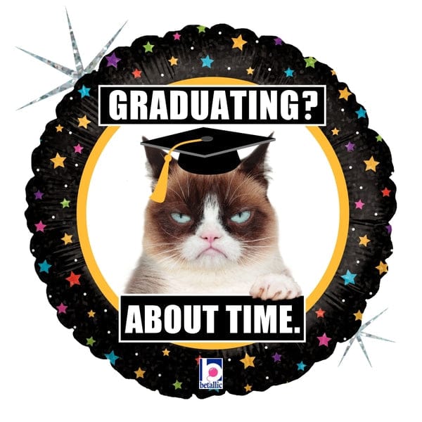 18" About Time Grumpy Cat Graduation Balloon