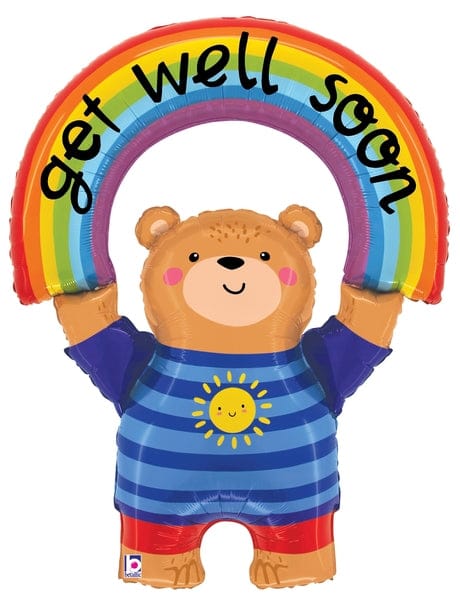 39" Get Well Rainbow Bear Balloon