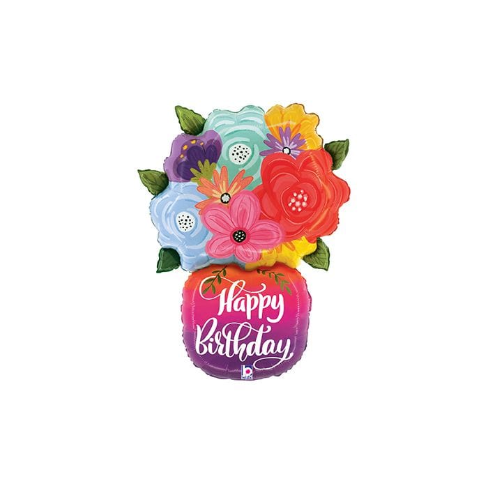 29" Birthday Bright Flowers Vase Balloon