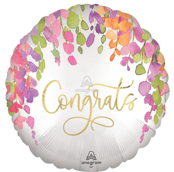 18" Congrats Romantic Floral Balloon