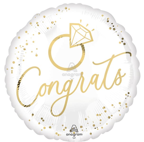 18" Congrats White Wedding Engagement Balloon