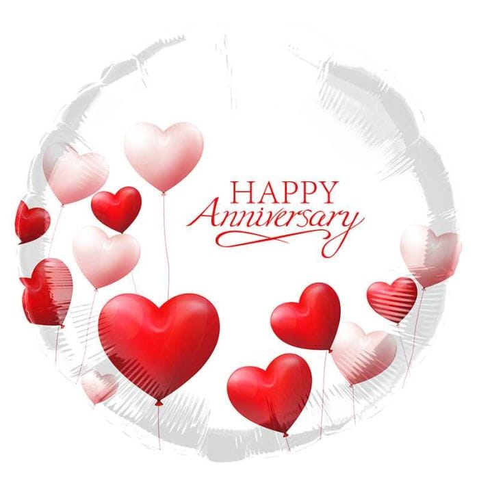 18" Happy Anniversary Hearts Balloon