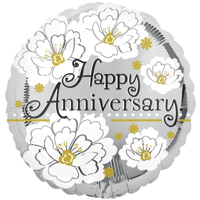 18" Happy Anniversary Silver Balloon