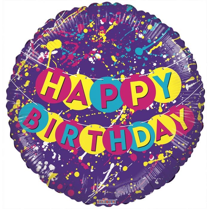 18" Happy Birthday Splatters Balloon