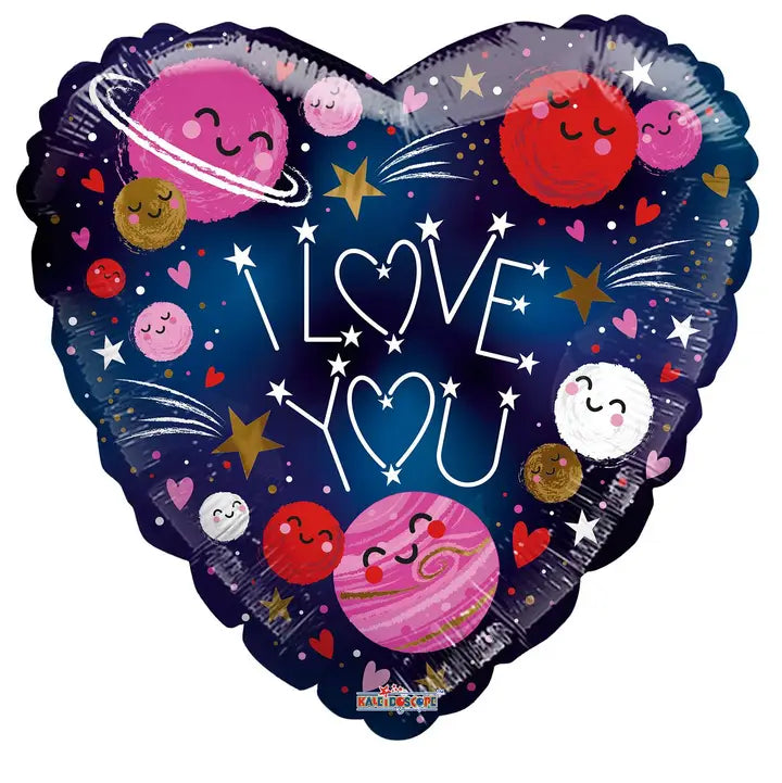 18" I Love You Planets Heart Balloon