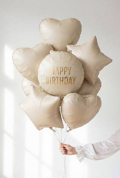 18” Happy Birthday Cream Balloon