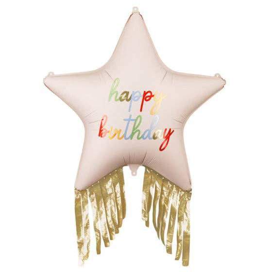 28” Happy Birthday Star w/ Fringe Balloon