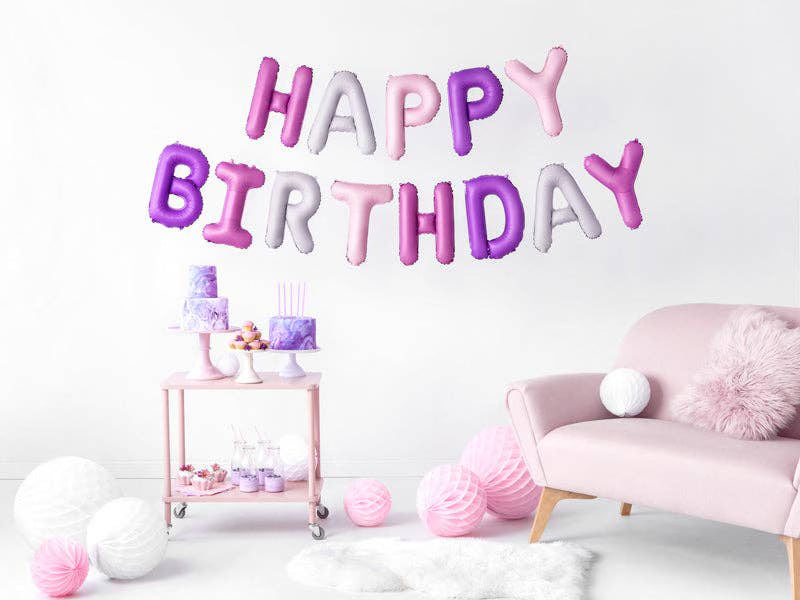 Purple Mix Happy Birthday Banner Balloon (Air Only)