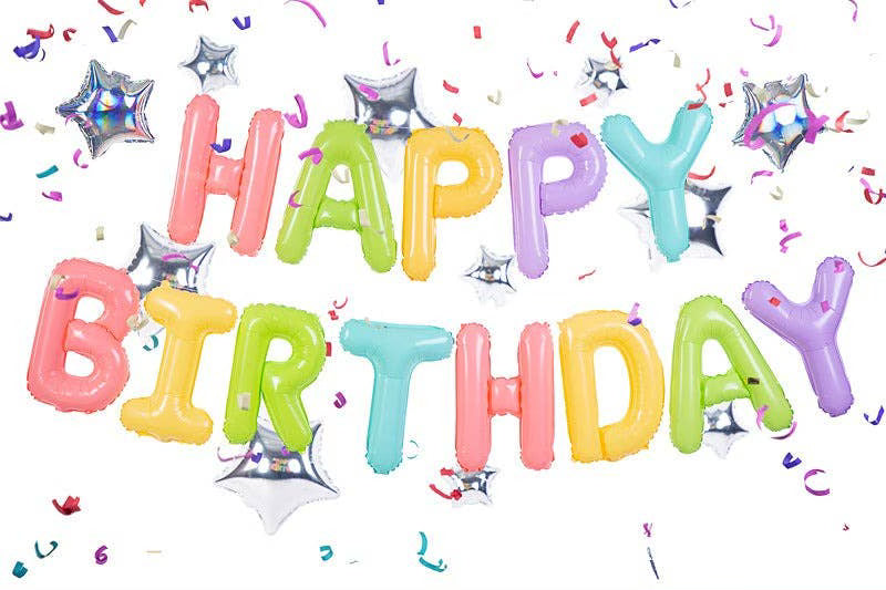 Pastel Rainbow Happy Birthday Banner Balloon (Air Only)