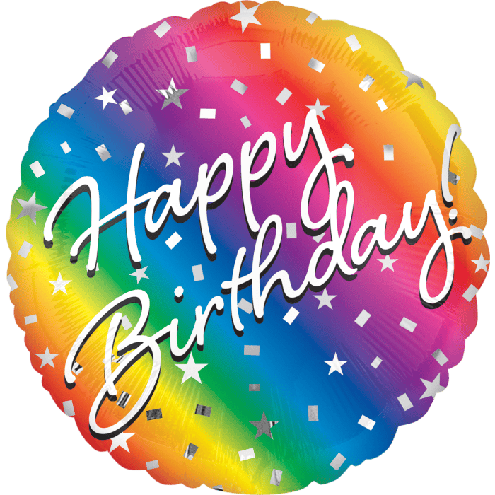 18” Ombre Rainbow Happy Birthday Balloon