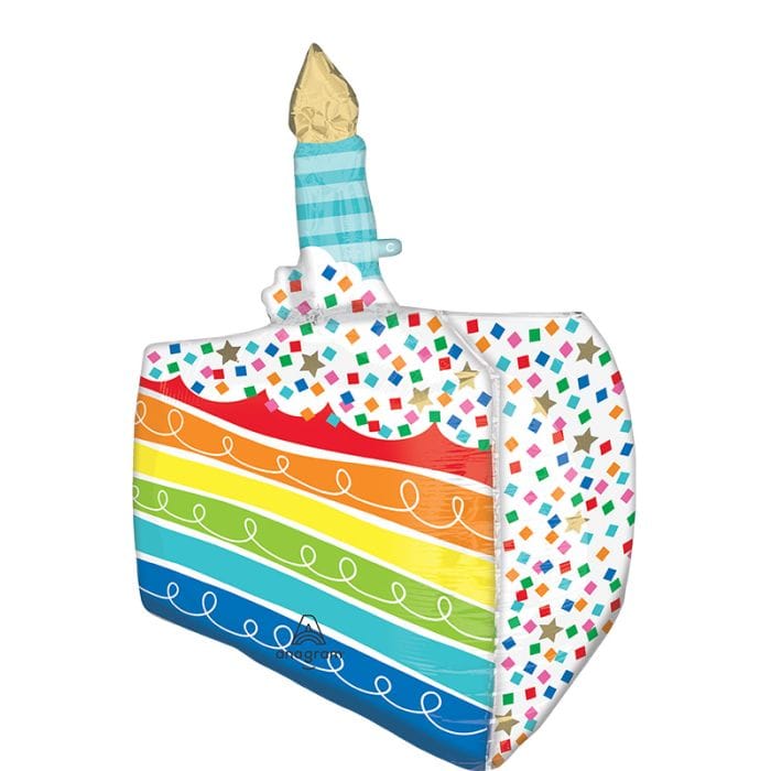 27" Rainbow Birthday Cake Slice Balloon