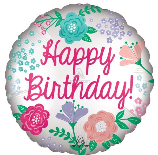 18" Happy Birthday Satin Garden Balloon
