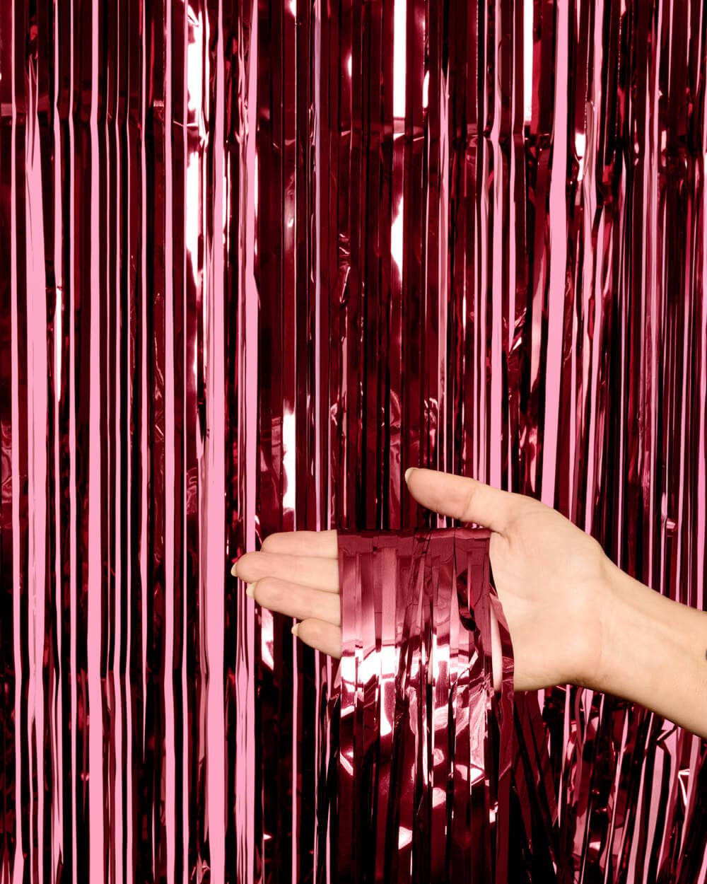 Burgundy Fringe Curtains | 2-Pack Party Backdrop, Tinsel