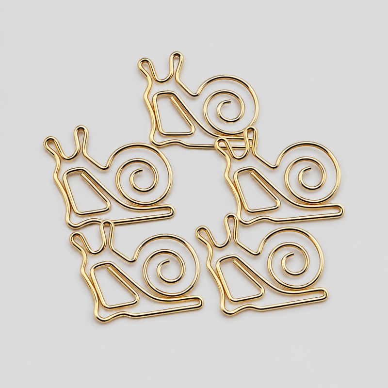 10 Creative Snail Paper Clips: Gold / One Size/1Pack/10PCS