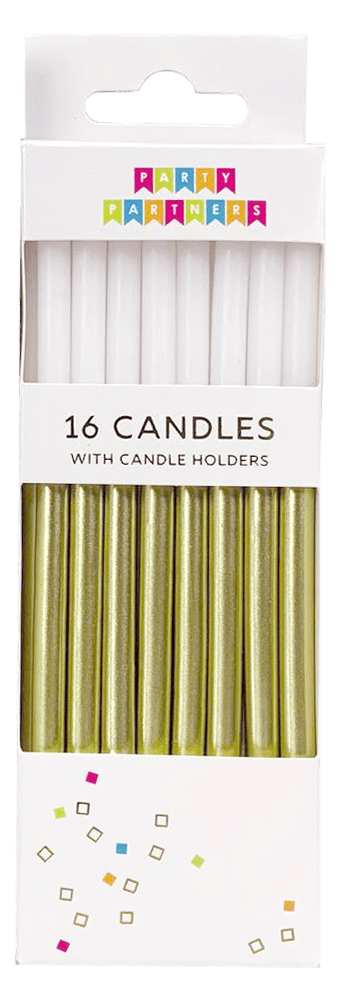 Gold Metallic Dip 16 Candle set