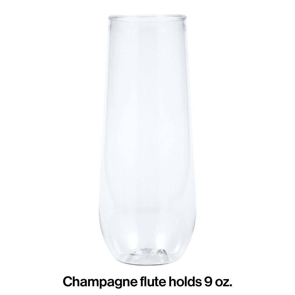 Clear 9 oz Plastic Stemless Champagne Flutes, 4/Pkg